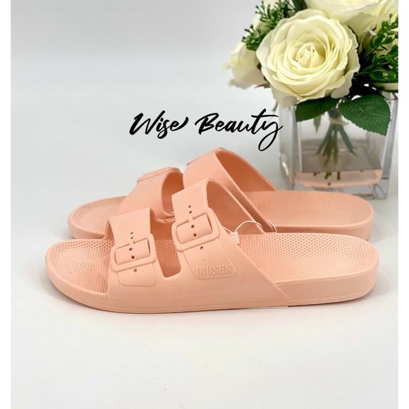 Freedom Moses Womens Two Band Slide Sandals Peach Baby Size 10-10.5 Shoe NWT! - Picture 4 of 10